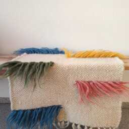 Colorful Handmade Flokati Rug, Wool Tufted Area Abstract Geometric Carpet, Washable & Modern - thumbnail 3