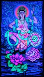 Goddess Tara - Uv Psychedelic Goa Tribe Space Festival Party Deco Wall Hanging Neon Backdrop - thumbnail 1