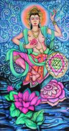 Goddess Tara - Uv Psychedelic Goa Tribe Space Festival Party Deco Wall Hanging Neon Backdrop - thumbnail 2