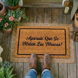 Funny Spanish Doormat, ??ap??rale Que Se Meten Las Moscas, Coir Welcome Mat - thumbnail 2