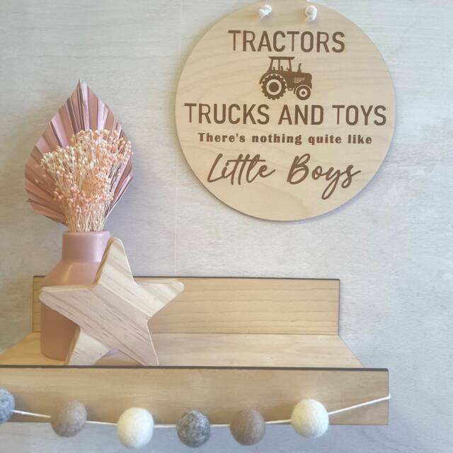 Tractors Trucks Toys Playroom Sign Wooden Wall Art - image 1