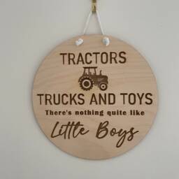 Tractors Trucks Toys Playroom Sign Wooden Wall Art - thumbnail 2