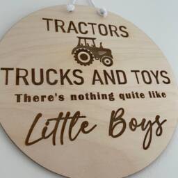 Tractors Trucks Toys Playroom Sign Wooden Wall Art - thumbnail 3