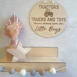 Tractors Trucks Toys Playroom Sign Wooden Wall Art - thumbnail 1