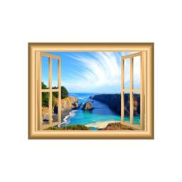 Scenic Landscape Wallpaper, Fake Window Decal, Wall Mural Art Beach Room Decor - Vwaq Nw33 - thumbnail 2