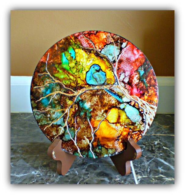 Bluebird Painting On Metal Round Metal Wall Art - image 1