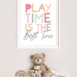 Playroom Prints, Wall Art, Play Time Is The Time, Girls Nursery Bedroom Decor, Pastel Art - thumbnail 2