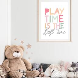 Playroom Prints, Wall Art, Play Time Is The Time, Girls Nursery Bedroom Decor, Pastel Art - thumbnail 3