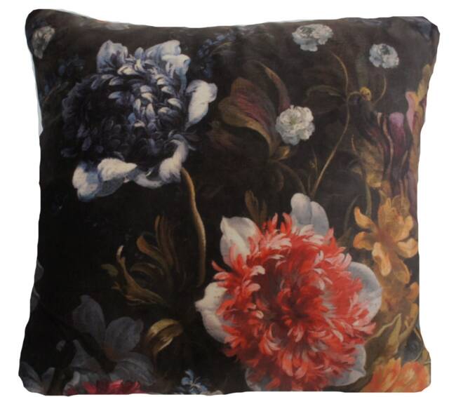 Floral Cushion Cover Italian Velvet Throw Pillow Case Hydrangea Roses Peony Printed - image 1