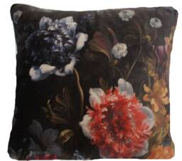 Floral Cushion Cover Italian Velvet Throw Pillow Case Hydrangea Roses Peony Printed - thumbnail 1