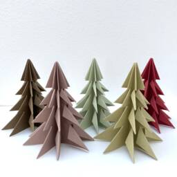 Set Of 5 Hand-Folded Paper Christmas Trees - Vegan-Approved, Approx. 8 cm Tall, For Your Decorations - thumbnail 1