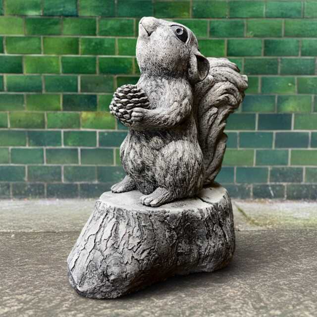 Outdoor Squirrel With Nut Statue Garden Decor Cement Animal Figurine Handmade Ornament Nature Lover Gift Front Door Art - image 1