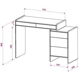 Birch Plywood Scandi Dressing Table Mid-Century Modern Desk With 5 Push-Open Drawers - thumbnail 4