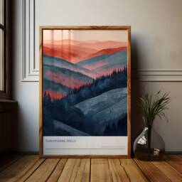Shropshire Hills Print Misty Sunrise Landscape Art Poster - thumbnail 1