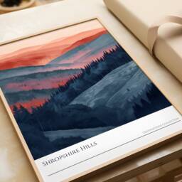 Shropshire Hills Print Misty Sunrise Landscape Art Poster - thumbnail 3