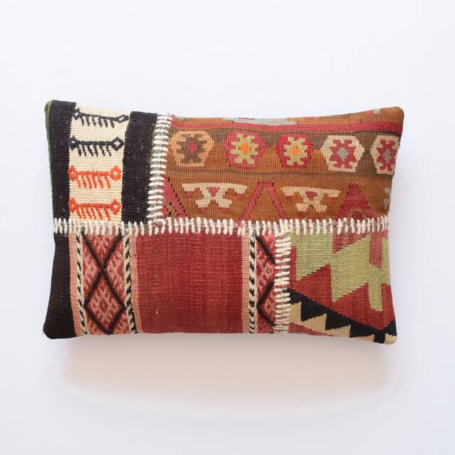 Kilim Pillow Patchwork Pillows Rug Lumbar 14x20 Cushion Cuscini Marocchini Case Morocco 35x50 - image 1