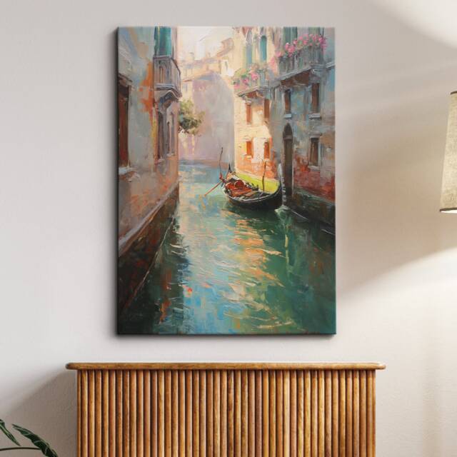 Venice Italy Canal Cathedral Abstract Modern Colourful Europe Painting Wall Art, Framed Canvas Poster Print, Home Office Room Decor, Gifts - image 1
