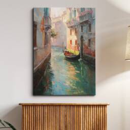 Venice Italy Canal Cathedral Abstract Modern Colourful Europe Painting Wall Art, Framed Canvas Poster Print, Home Office Room Decor, Gifts - thumbnail 1