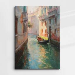 Venice Italy Canal Cathedral Abstract Modern Colourful Europe Painting Wall Art, Framed Canvas Poster Print, Home Office Room Decor, Gifts - thumbnail 3