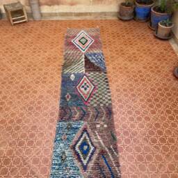 Azilal Berber Wool Runner Rug 2.2 X 9.7 Ft, Tribal Hallway Decor - thumbnail 3