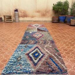 Azilal Berber Wool Runner Rug 2.2 X 9.7 Ft, Tribal Hallway Decor - thumbnail 2