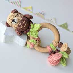 Crochet Baby Rattle Otter Handmade Cotton Newborn Toy - thumbnail 2