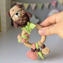 Crochet Baby Rattle Otter Handmade Cotton Newborn Toy