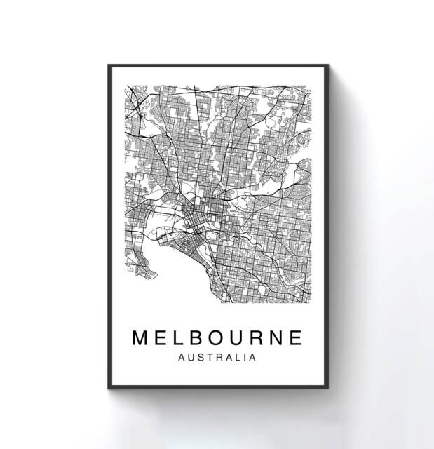 Melbourne City Map Art Print, Australia Street Decor - image 1