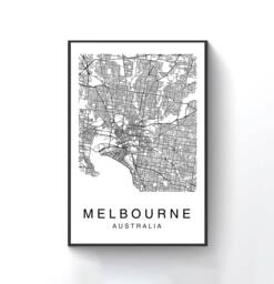 Melbourne City Map Art Print, Australia Street Decor - thumbnail 1