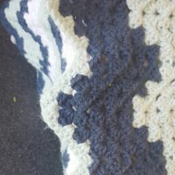 Navy Crochet Blanket. Crochet Handmade Afghan. Throw. Baby Shower Gift - thumbnail 3