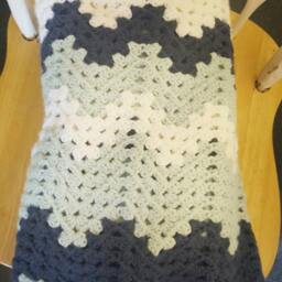 Navy Crochet Blanket. Crochet Handmade Afghan. Throw. Baby Shower Gift - thumbnail 4