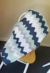 Navy Crochet Blanket. Crochet Handmade Afghan. Throw. Baby Shower Gift