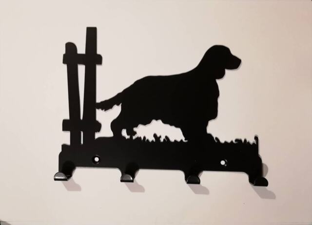 Spaniel Dog Silhouette Key Holder Hooks, Mask, Face Lead Hangers