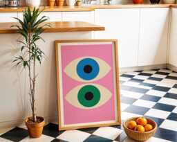 Bauhaus Eyes Art Print Mid-Century Modern Geometric Wall Decor - thumbnail 1
