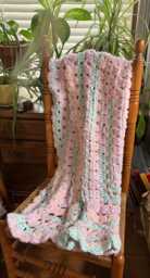 Hand-Made Crocheted Pink & Blue Afghan/Lap Blanket - thumbnail 1