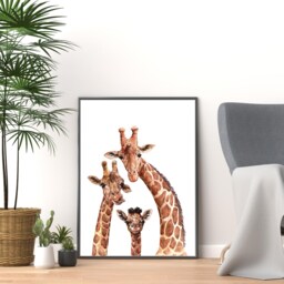 Giraffe Family Wall Print Funky Animal Art - thumbnail 3