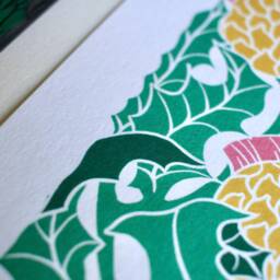 Scottish Thistle Art Print Colourful Linocut Flower On A4/A5 Cotton Paper - thumbnail 2