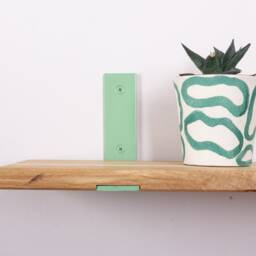 Children's Room Wall Shelf, Hanging Bookcase, Kitchen Shelves, Neon Yellow Holder, Solid Bamboo - thumbnail 2