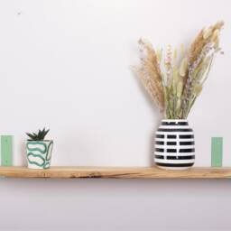 Children's Room Wall Shelf, Hanging Bookcase, Kitchen Shelves, Neon Yellow Holder, Solid Bamboo - thumbnail 3