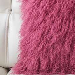 Deep Pink Mongolian Sheepskin Fur Cushion Made To Order Custom Sizes Double/Single Sided - thumbnail 2