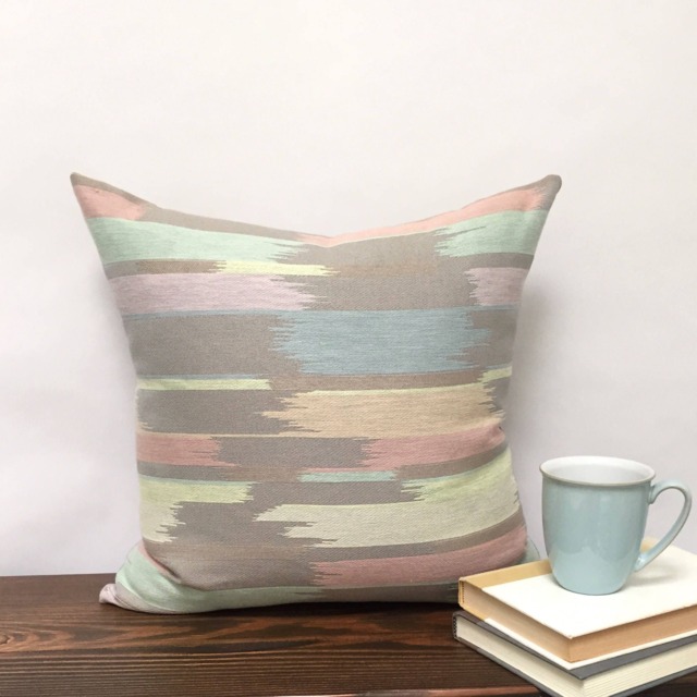 Handmade Pastel Stripe Pillow Cover, Boho Southwestern Tapestry - image 1