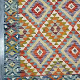 Heritage Kilim Rug, Handmade Artisan Afghan Turkish, Scandinavian, Navajo, Bohemian Flatweave, Natural Wool Multicolour Rug 205x147 cm - thumbnail 2