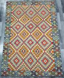 Heritage Kilim Rug, Handmade Artisan Afghan Turkish, Scandinavian, Navajo, Bohemian Flatweave, Natural Wool Multicolour Rug 205x147 cm - thumbnail 1