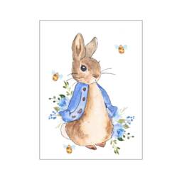Peter Rabbit Bunny Set Of Three Prints Nursery Boys Baby Room A3 A4 A5 Personalised 300Gsm Quality Linen Card - thumbnail 2
