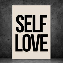 Self Love Beige Black Wall Print, Framed Print Poster - Neutral Monochrome Bedroom Life Quote Home Decor Gift A5 A4 A3 - thumbnail 2
