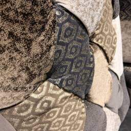 Unique Beige, Cream Patterned Velvet Patchwork Chesterfield High Back Wing Chair, British Handmade - thumbnail 3
