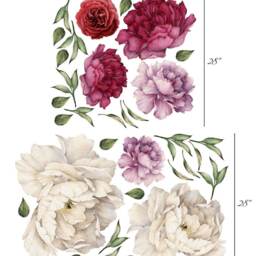Peony Flowers Nursery Bouquet Wall Decal Sticker Rose Art Peel & Stick Floral Decor, Removable Reusable 7 Flower Set - thumbnail 3