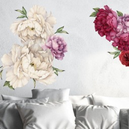 Peony Flowers Nursery Bouquet Wall Decal Sticker Rose Art Peel & Stick Floral Decor, Removable Reusable 7 Flower Set - thumbnail 2