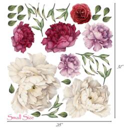 Peony Flowers Nursery Bouquet Wall Decal Sticker Rose Art Peel & Stick Floral Decor, Removable Reusable 7 Flower Set - thumbnail 4