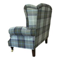 Snuggle Wing Back Chair - Balmoral Oxford Blue Tartan Fabric - thumbnail 4